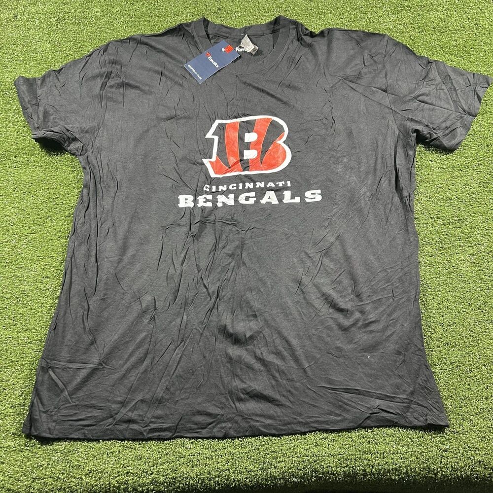 Fanatics Cincinnati Bengals Logo T-Shirt Mens 2XL Black NFL Short Sleeve NWT